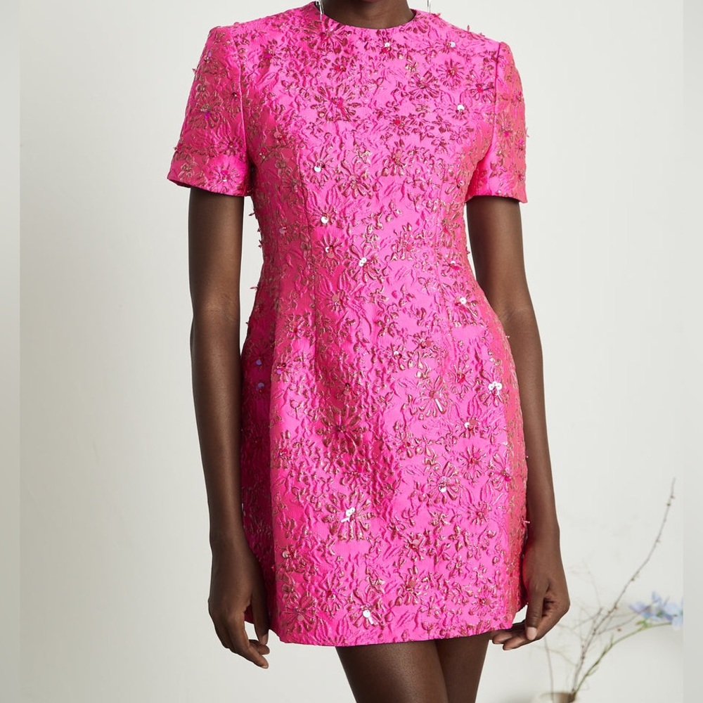 Tuckernuck Fuchsia Embellished Floral Mini Dress - Picture 1 of 3